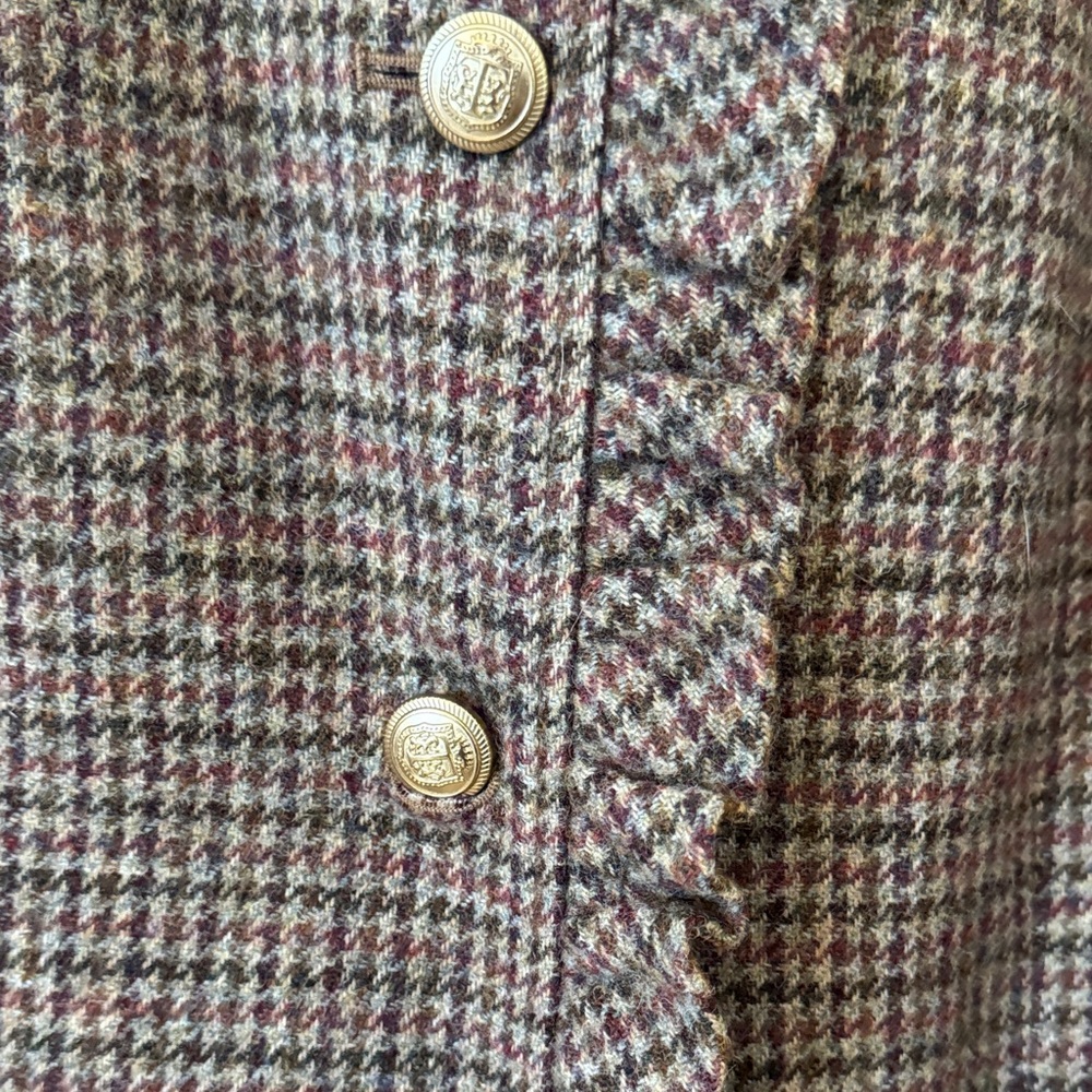 Talbots Brown Tweed Wool lend Blazer with Gold Accents - Picture 3 of 9